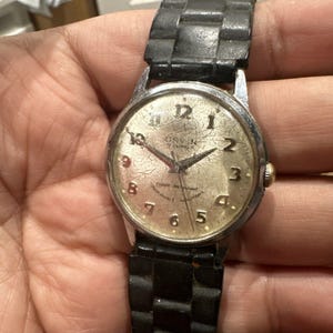 Working Vintage Rare 34mm Orvin 17 Jewels Silver Shockproof Mens Manual Watch
