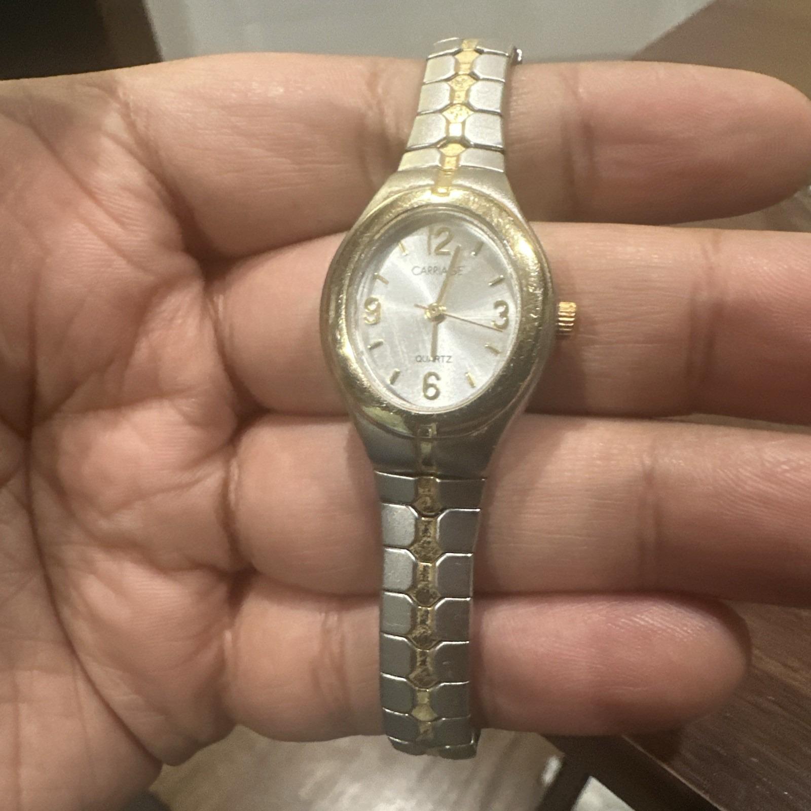 Vintage Timex Carriage Quartz Womens Womans Silver & Gold Dainty Stretch Watch Timex Carriage Watch - Etsy main image 4