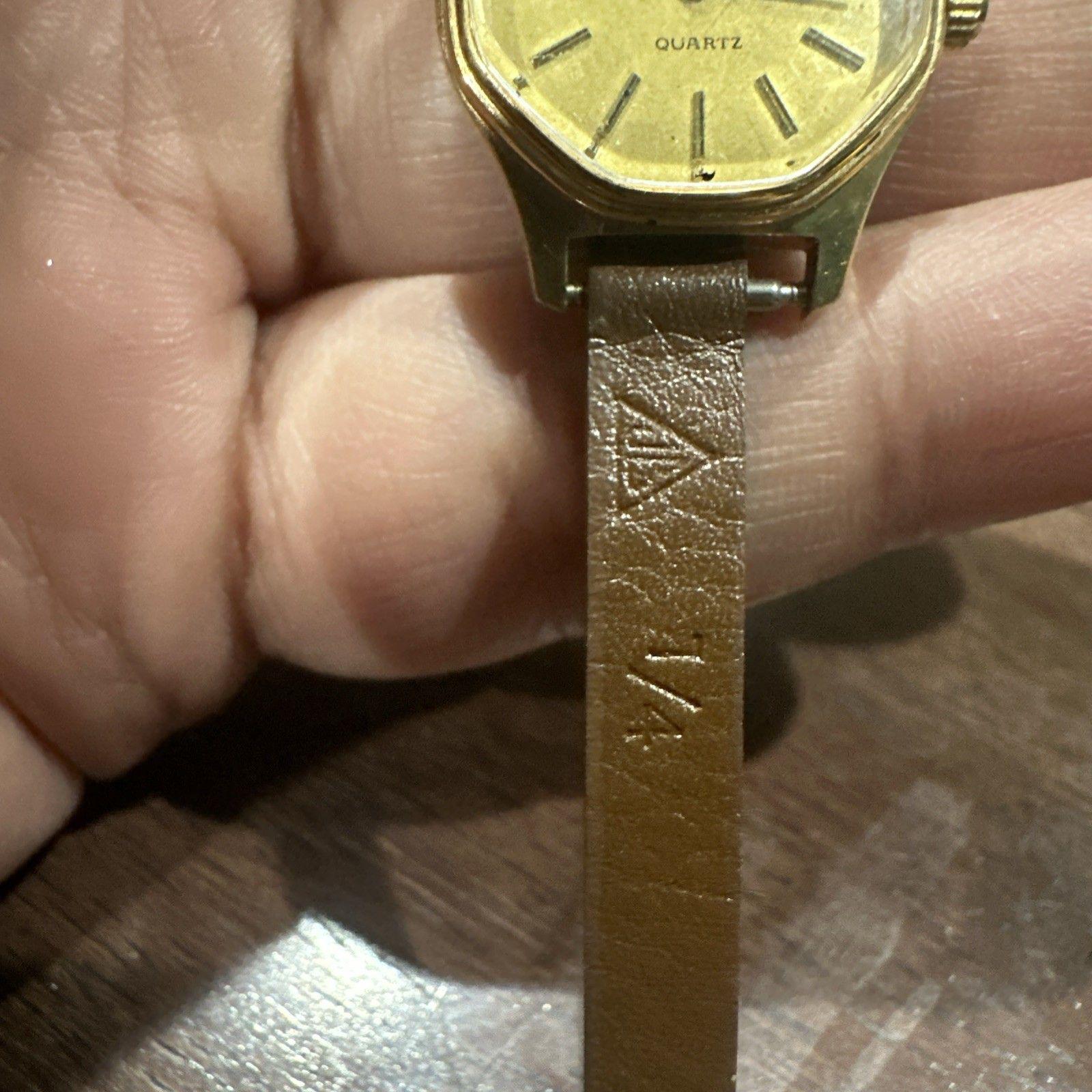 Working Vintage PRIMATO Womens Gold Tone Watch QUARTZ 20mm Brown Leather Antique Working Vintage PRIMATO Womens Gold Tone Watch QUARTZ 20mm  main image 2
