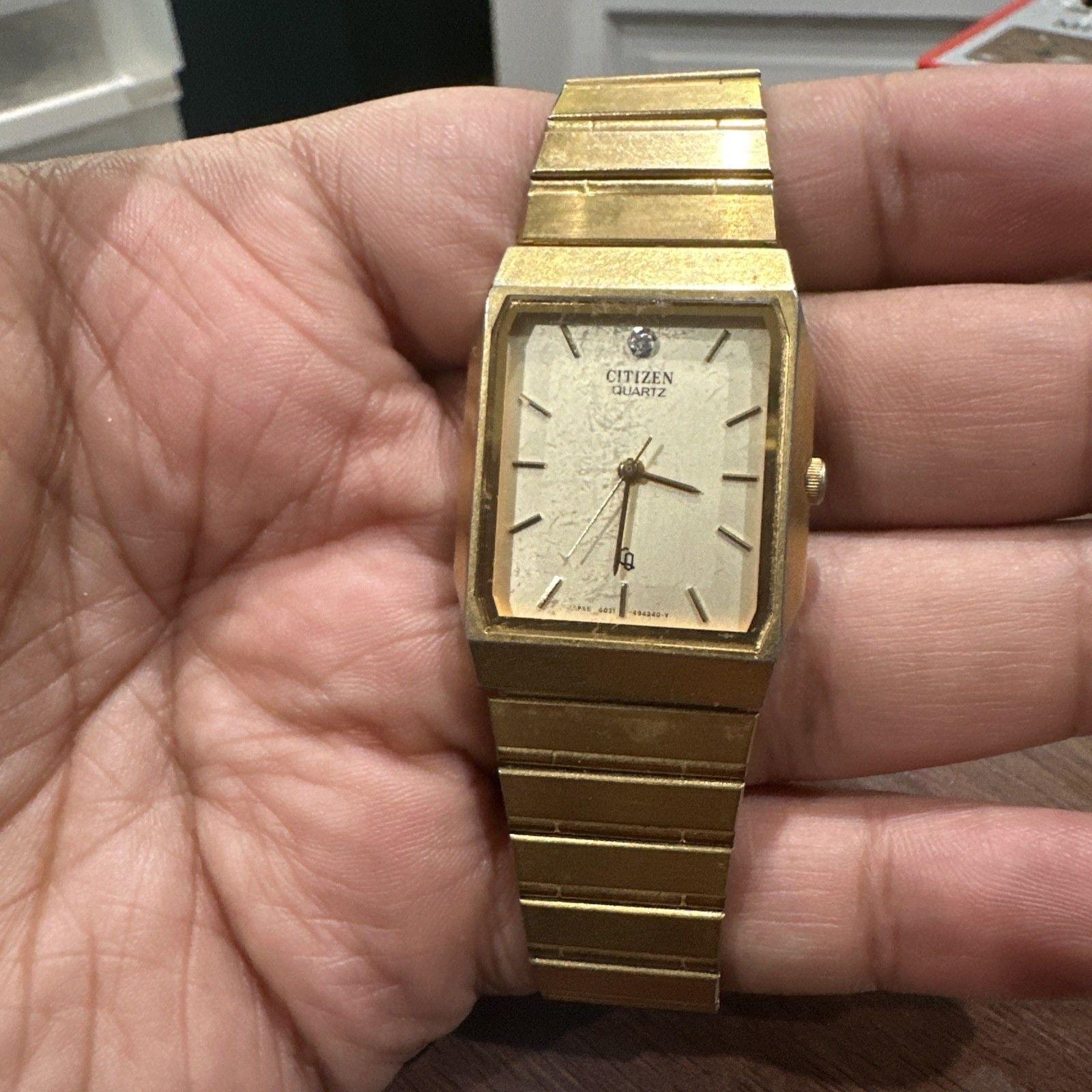 citizen tank パンテール ヴィンテージ 稼働品 美品 14K 80s 未使用 CITIZEN エクシード 純正尾錠 日本製 腕時計