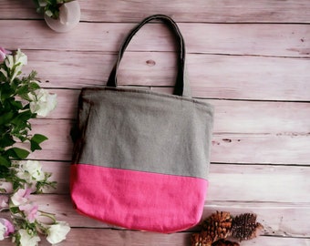TOTE BAG with zipper L size - PDF e pattern (plain or two-tone colors) - A4 size