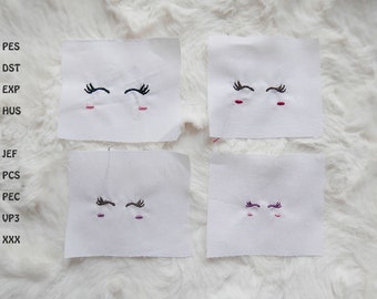 HOHOEMI (Digital Item) / Eyes with lashes embroidery - for dolls, doll face - machine /  INSTANT DOWNLOAD