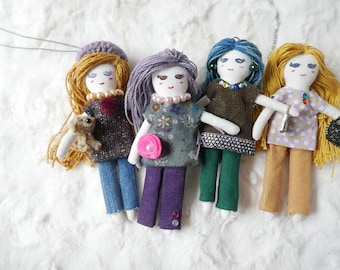 COCORO doll PDF files (Digital item) Sewing Pattern with tutorial S "Sanpo Jeans" / Charm, Rag, cloth doll tutorial - A4