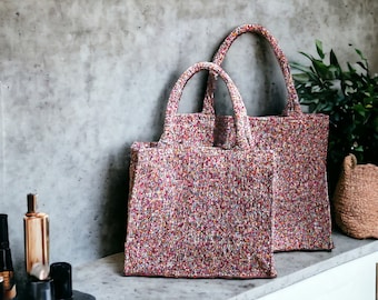 Book Tote Bag Sewing Pattern: L Size, Zippered Interior (PDF Digital Download)