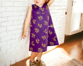 PDF files (Digital item) Sewing Pattern with tutorial - Tunic dress for girls - Choose one size between 1y and 5y