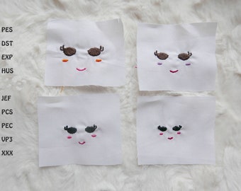 Doll Face Embroidery Design: Eyelash Smile, 4 Sizes (Digital Item)