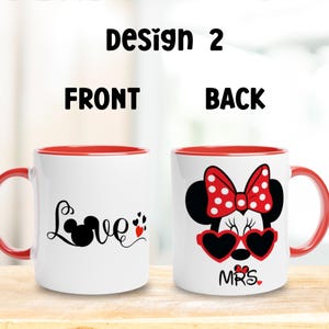 Set Mr and Mrs Mouse Ears Love Themed Coffee Mug.
