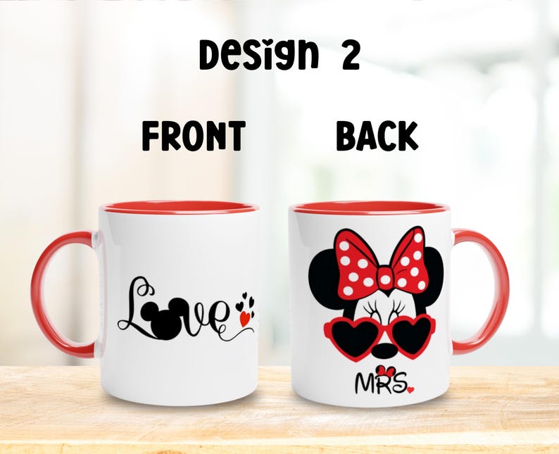 Set Mr and Mrs Mouse Ears Love Themed Coffee Mug.