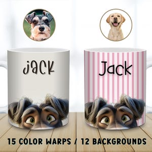 Cartoon Personalized Mug Using Pet Photo + Name Custom Pet , Personalized Pet Photo Coffee Cup, Animal Lover Gift , Cat Mug Dog Mug.