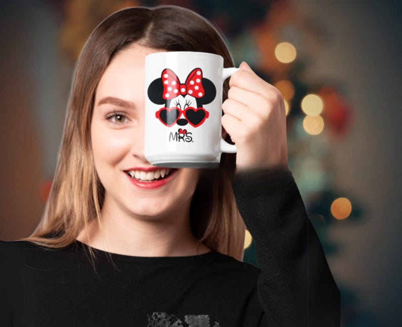 Set Mr and Mrs Mouse Ears Love Themed Coffee Mug.
