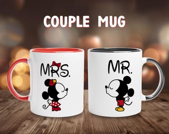 Set Mini Mickey und Minnie Paar Tassen Mr und Mrs Paar Tassen Geschenkidee Zum Valentinstag Tassen Geschenk für Sie Him Liebe Paare Tassen