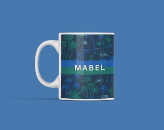 Personalized Tropical Beach Lover Summer Vibes Ceramic Mug Tropical Night Relaxing Palm Tree Coffee Cup Ocean Vibes Gift for Beach Lovers