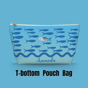 Custom Sardines Accessory Pouch Bag Blue Fish Personalize Makeup Bag Small And Large Sizes Zipper Pouches Bag Unique Personalize Gifts