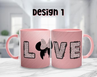 Taza de café con orejas de Minnie para amantes, diseño de regalo para fanáticos de Disney, día de San Valentín, regalo de boda, regalo de aniversario, taza de café, regalo para ella.