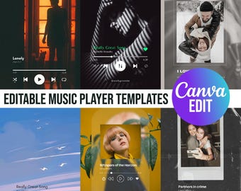 Modèle de lecteur de musique Canva, plaque de lecteur de musique, oeuvre d'art en acrylique, lecteur de musique en verre, cadre photo musique, pochette d'album, éditable sur toile