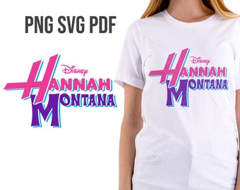 Camiseta SVG de Hannah Montana, PDF de Hannah Montana, camiseta rosa con el logotipo de Hannah Montana Descarga instantánea de archivo PNG de alta calidad