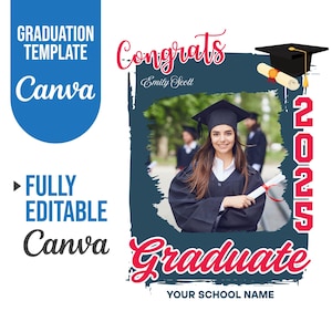 Abschlussvorlage Canva 2025, Congrats Graduate 2025 Anpassbare Canva-Vorlage PDF, Senior 2025 Graduate Shirt Foto pdf
