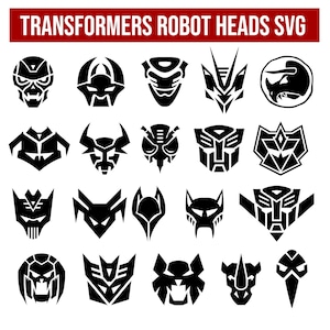 Transformator Robo-Köpfe SVG PNG Verwandeln Sie Kopf Haut Roboter-Logos Transformator-Gesichter usw