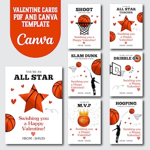 Basketball Valentine - Druckbar - Kinder Valentinstagskarten - Sofortiger Download - Süß - Schule - Klasse Valentinstage - Digitaler Download - 2025