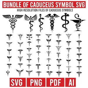 Bundle of Caduceus Symbols SVG, Nurse SVG, Medical Doctor Print, medical symbol svg, caduceus symbol svg Instant Download