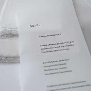 Menu No.04 Artisan — Gepersonaliseerde digitale print op transparant limoenpapier