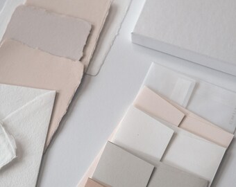 Sample box for wedding cards — handmade laid paper and envelopes