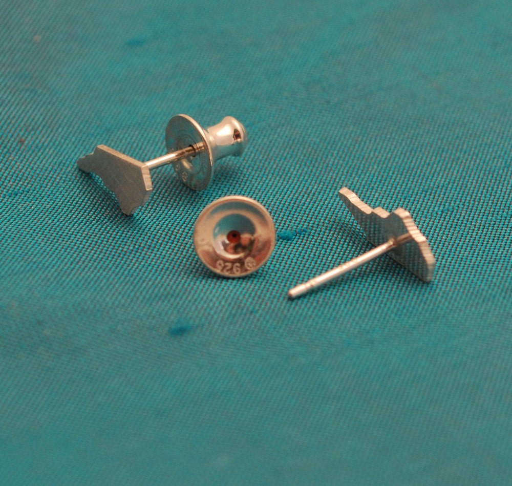 Tiny NC Stud Earringsbrushed Silver - Etsy