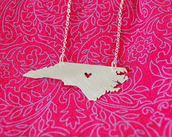 Heart of North Carolina-Recycled Silver Necklace