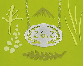 Enduro Necklace Series-- Marathon 26.2 Running Medal with Laurels