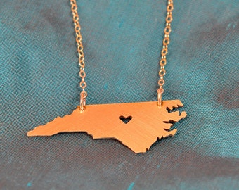 Petite GOLD-Filled North Carolina Necklace with Heart