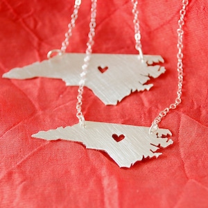 Petite North Carolina Necklace with Heart image 1