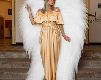 Alas de ángel blancas gigantes, cosplay, disfraz de ángel de la Natividad