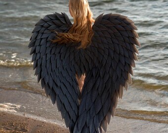 Cosplay wings of an dark angel, graphite color wings, wings for carnival, costume accessory, cosplay costume, wings for photoshoot