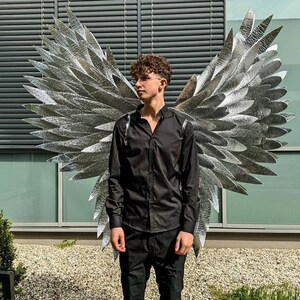 Big silver angel wings, cupid angel wings, wings for wedding fotoshoot, cosplay costume, butterfly wings, wings for perfomances, party wings
