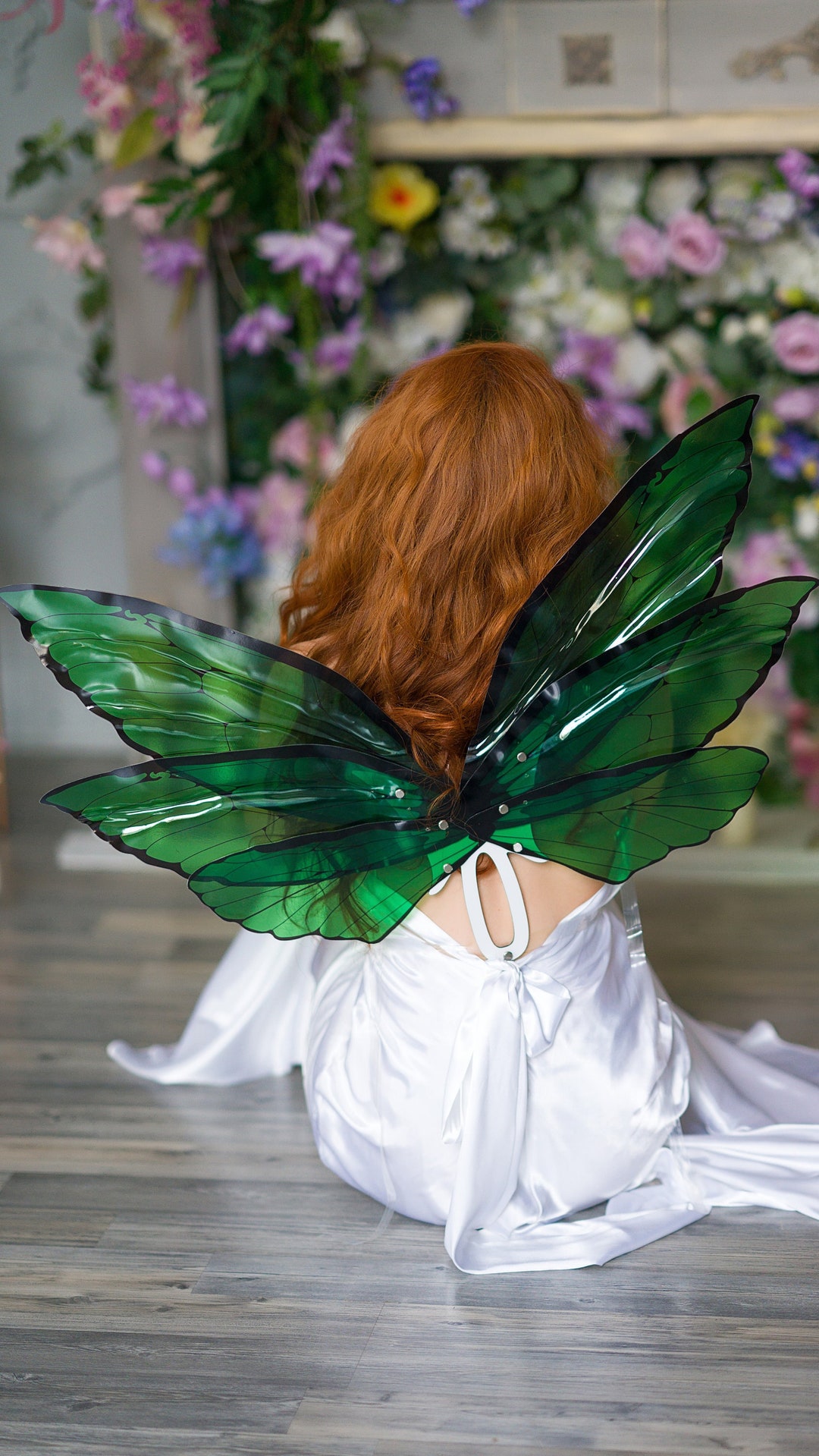Green Magic Fairy Wings, Forest Fairy Wings Cosplay, Green Shiny Wings
