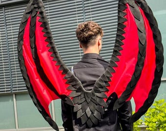 Black Red Dragon Wings – Large Fantasy Costume for Cosplay, Festival, Halloween