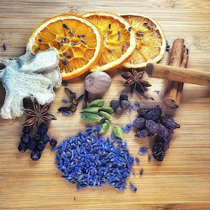 Kit de Vinho Quente com Lavanda | Kit de Vinho Quente | Especiarias para Vinho Quente | Vinho Quente Faça Você Mesmo | Presentes de Natal | Sacos de Especiarias para Vinho Quente