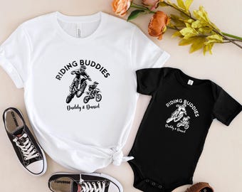 Personalized Riding Buddies Shirts, Custom Motocross Dad and Baby T-Shirt