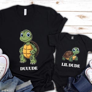 Dude And Lil Dude Tees, Father and Son Matching Shirts, Matching Turtles Father Son Tops, Matching Dad and Son Shirts, Daddy and Me Shirt