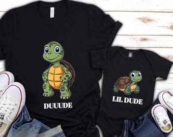 Matching Turtle Father Son Shirts, Dude and Lil Dude Tees