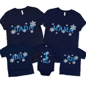 Winter ONEderland Birthday Shirts, Family Snowflake Birthday Shirts, Blue and Silver Snowflake First Birthday Party, Winter Onederland Theme