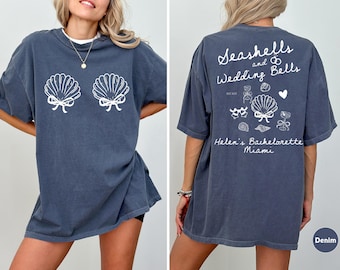 Seashells Wedding Bells Bachelorette Tee: Custom Comfort Colors Beach Party Shirt