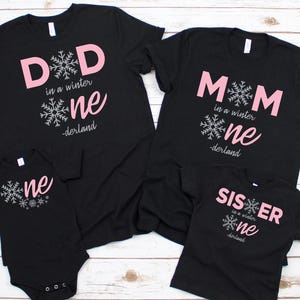 Winter ONEderland Birthday Shirts, Family Snowflake Birthday Shirts, Pink and Silver Snowflake First Birthday Party, Winter Onederland Theme