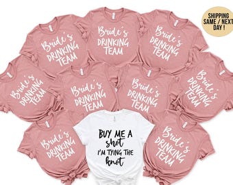 Bride's Drinking Team Shirts: Custom Bachelorette Party Shirts