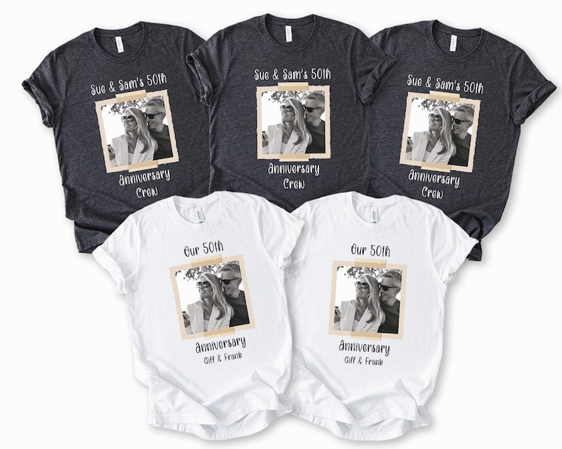 Custom Photo Anniversary T-Shirts: Personalized Couple Matching Tees image 2
