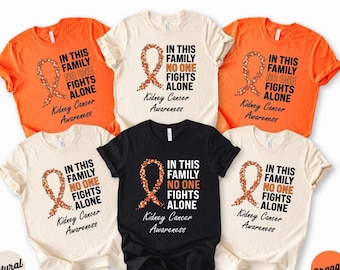Kidney Cancer Awareness Shirt, Family Support Squad Tee, Orange Ribbon Hope Faith