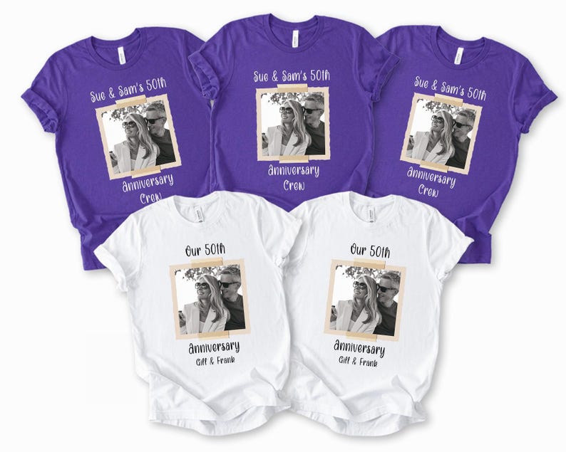 Custom Photo Anniversary T-Shirts: Personalized Couple Matching Tees image 3