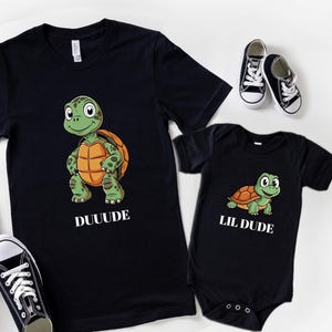 Dude and Lil Dude Matching Tees, Father and Son Matching Shirts, Matching Turtles Father Son Shirts, Disney Dad and Son Tees