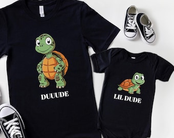 Dude and Lil Dude Matching Turtle Shirts, Father Son Tees