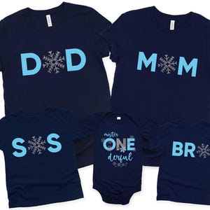 Winter ONEderland Birthday Shirts, Family Snowflake Birthday Shirts, Blue and Silver Snowflake First Birthday Party, Winter Onederland Theme